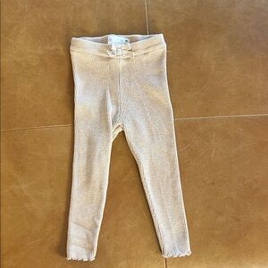 Zara Cream Ribbed Kids Leggings